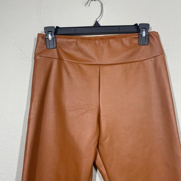 Calzedonia Womens Medium Thermal Faux Leather Leggings Brown Pull On - Picture 3 of 11